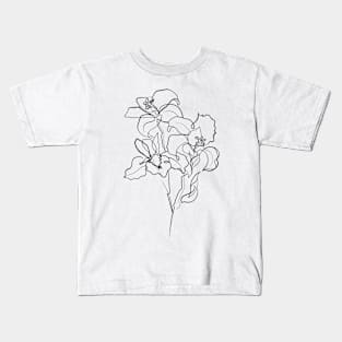 Lillies Single Line Drawing Kids T-Shirt